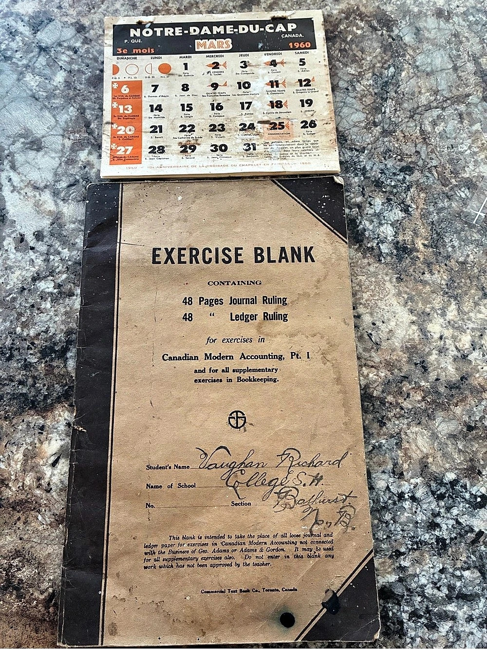 Vintage Exercise Blank Journal with 1960 Calendar